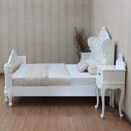 Snow Wooden Hand Curved Bedside – handcrafted solid wood furniture