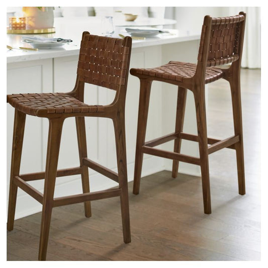 Aeterna Solid wood low back Bar/Counter Stool Set of 2 pieces – handcrafted solid wood furniture