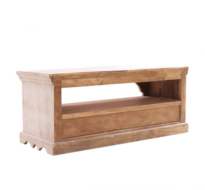 AKAP White Solid Wood 3 Drawer Media Cabinet – handcrafted solid wood furniture