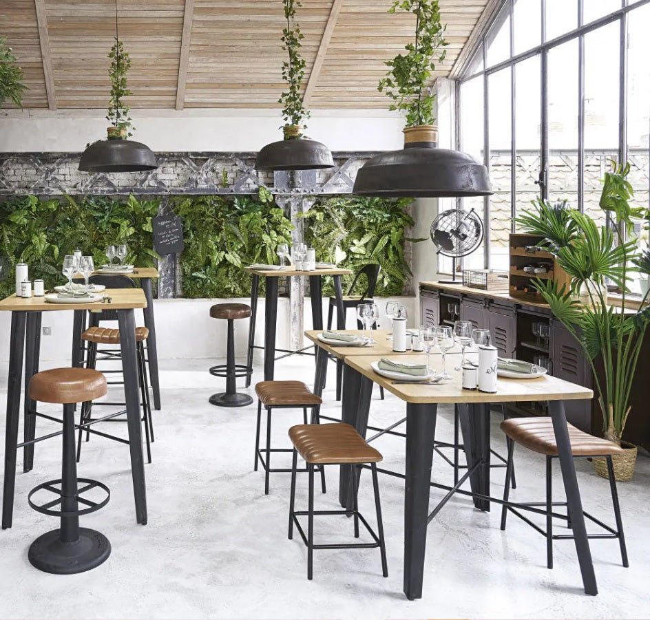 Apo Professional Black Metal and Mango Wood Bar Chair – handcrafted solid wood furniture