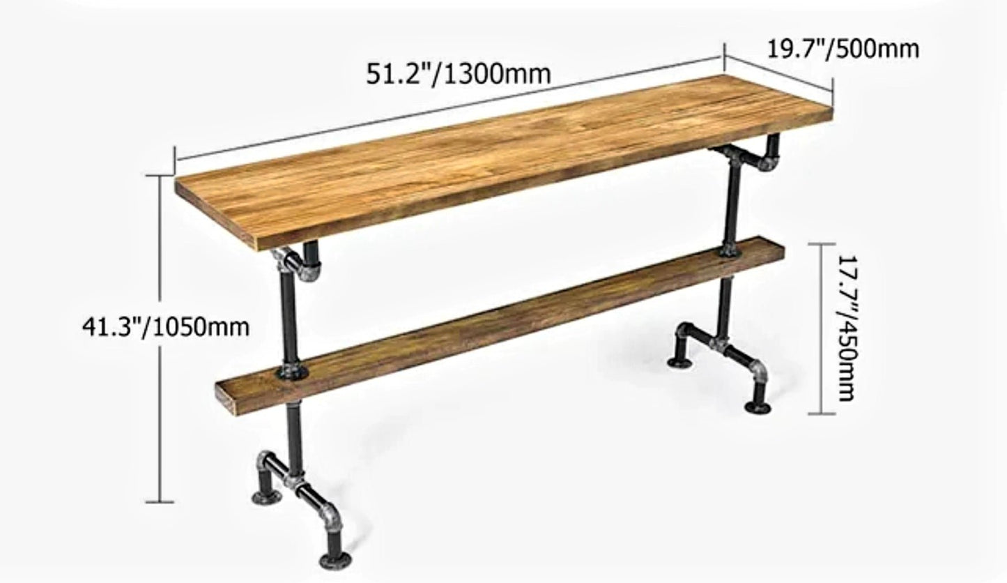 Banga Retro Rectangular Bar Table Natural Industrial Pub Table – handcrafted solid wood furniture