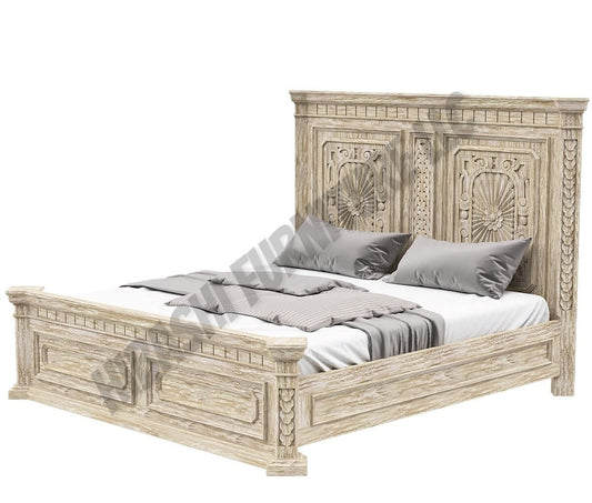 DARNA Traditional Style Rustic Platform Bed – handcrafted solid wood furniture