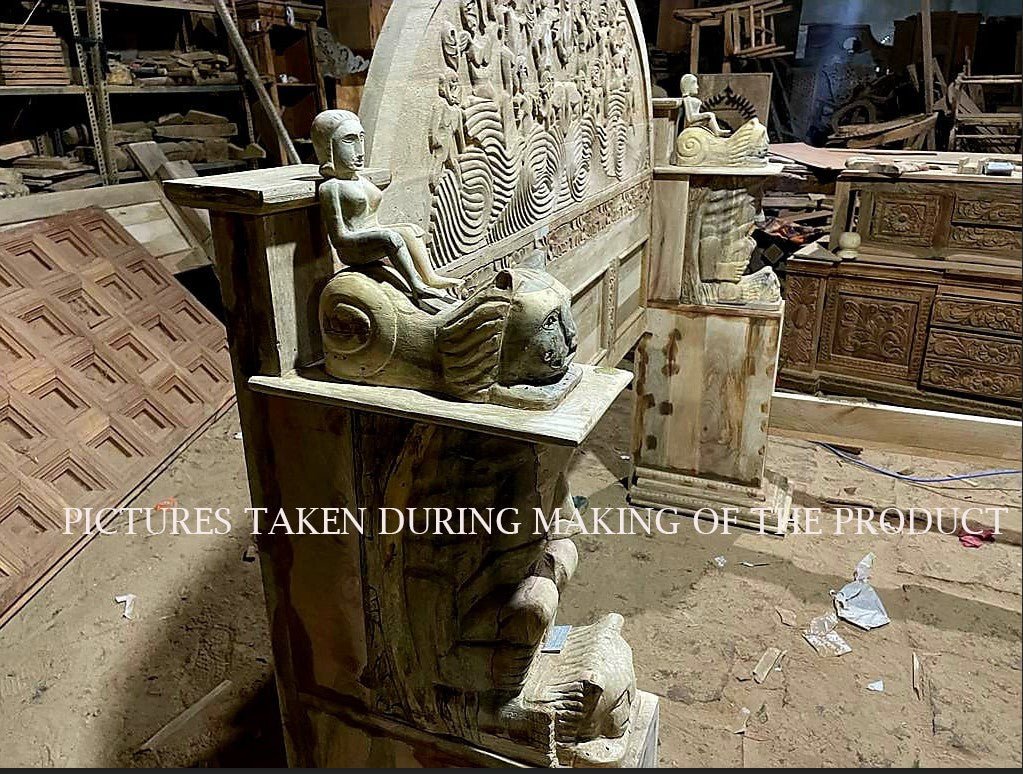 Daze Hand Carved Gothic Platform Bed by R-Designs Furniture – handcrafted solid wood furniture made in India