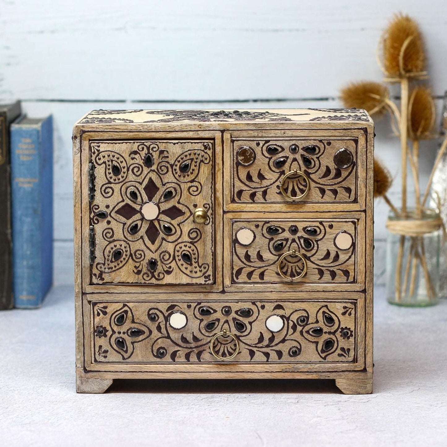 JASE Solid Mango Wood Three Drawer Chest – handcrafted solid wood furniture