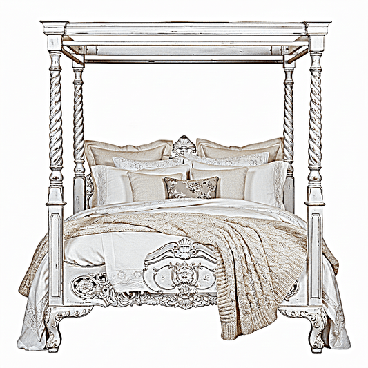 Kabak Gothic Hand Carved Solid Wooden Canopy Platform Bed – handcrafted solid wood furniture