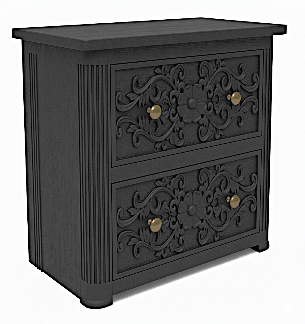 Kasbah Hand - Carved Solid Wood Nightstand – handcrafted solid wood furniture
