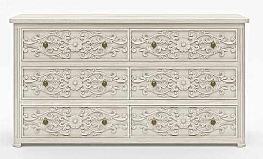 Kasbah Hand - Carved Solid Wooden 6 - Drawer Dresser – handcrafted solid wood furniture