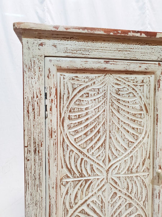 Leaf Design Hand Carved Solid Wooden Cabinet, Storage Sideboard – handcrafted solid wood furniture