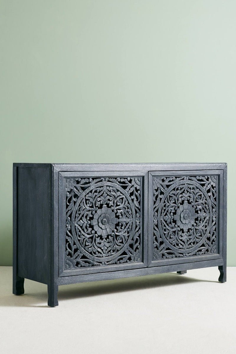 Lombok hand carved Wooden Sideboard Buffet Table – handcrafted solid wood furniture