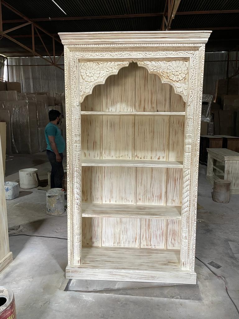 Mughal Style Indian Bookshelf – handcrafted solid wood furniture