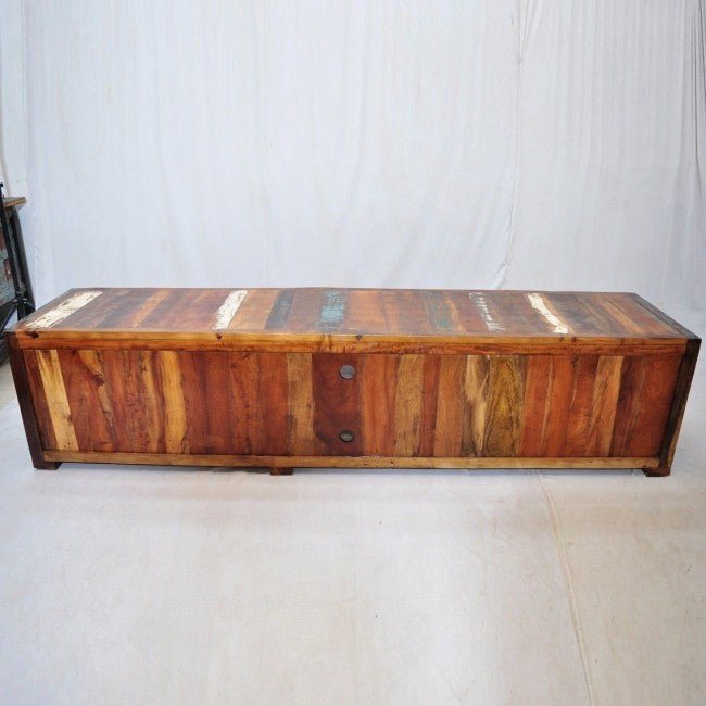 Nirvana Reclaimed Timber Wood TV Entertainment Unit/Stand 220cm – handcrafted solid wood furniture
