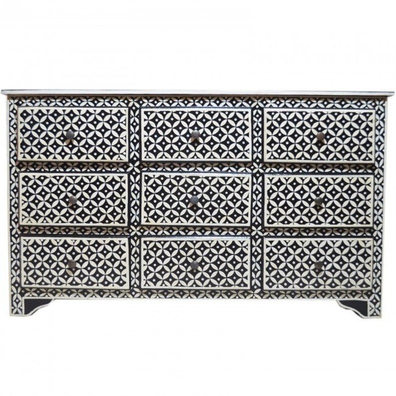 Pandora Bone Inlay Painted Chest of Drawers – handcrafted solid wood furniture