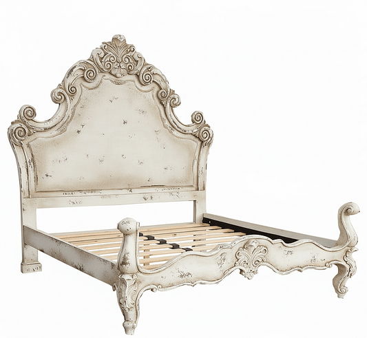 Regal Hand - Carved Solid Wooden Platform Bed Frame – handcrafted solid wood furniture