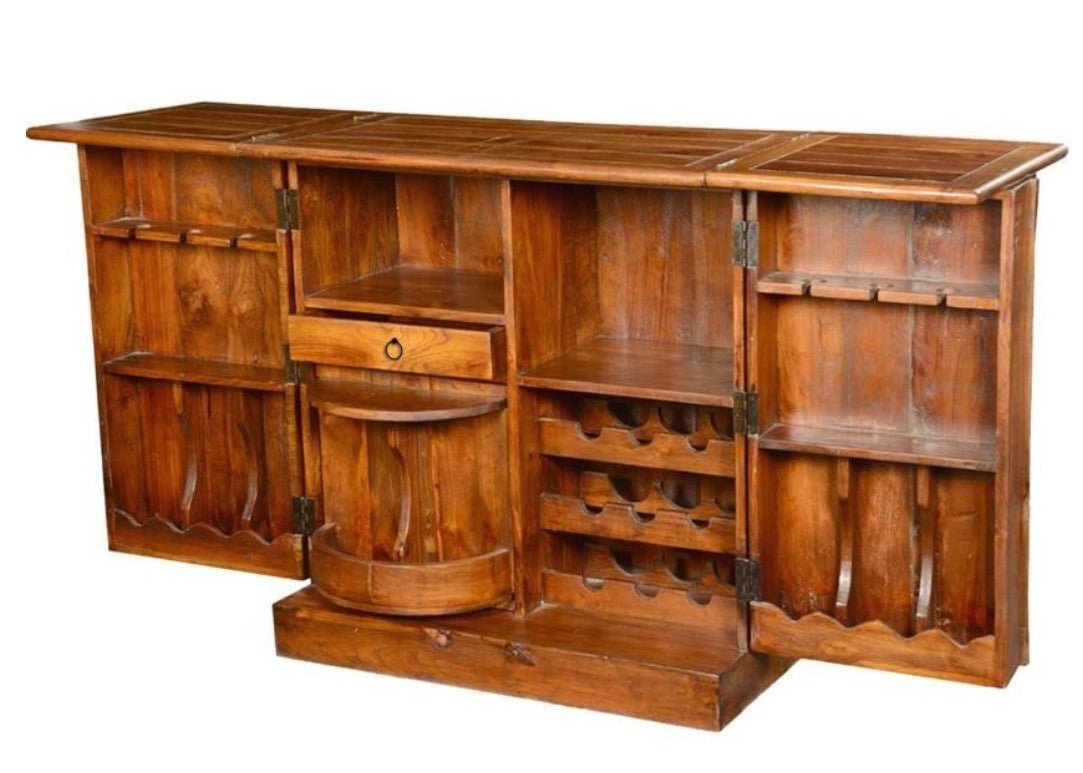 Rinish Solid Wooden Expandable Bar Cabinet - Indoor / Outdoor – handcrafted solid wood furniture
