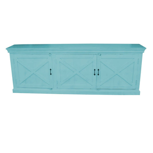X DESIGN SOLID 3 WOODEN DOOR SIDEBOARD - Turquoise - 200 - 40 - 90 – handcrafted solid wood furniture