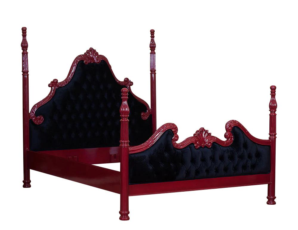 Zaraa Hand Carved Solid Wooden Tufted Bed – handcrafted solid wood furniture