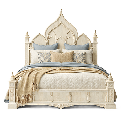 Vaulted Crown Gothic Hand-Carved Solid Wood Platform Bed / Bedroom Collection