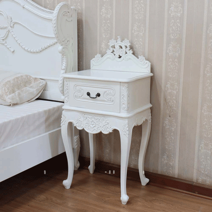 Snow Wooden Hand Curved Bedside – handcrafted solid wood furniture