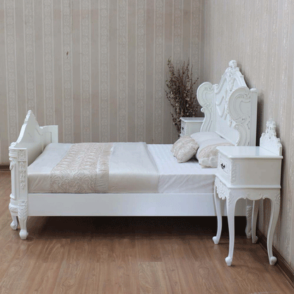 Snow Wooden Hand Curved Bedside – handcrafted solid wood furniture