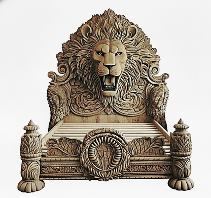 Imperial Lion Throne Carved Platform Platform Bed & Bedroom Set – Handcrafted Solid Wood Masterpiece