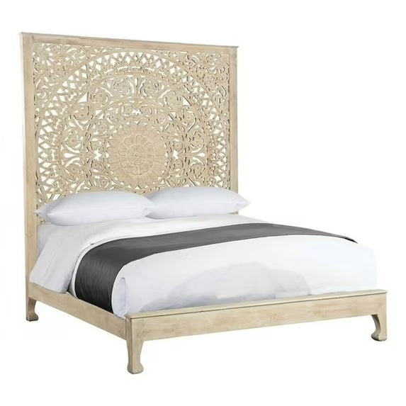 Alamid Hand carved Indian Bed – handcrafted solid wood furniture