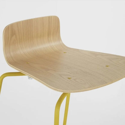 Abra Professional Yellow and Faux Ash Bar Chair sold as set of 2 Chairs – handcrafted solid wood furniture