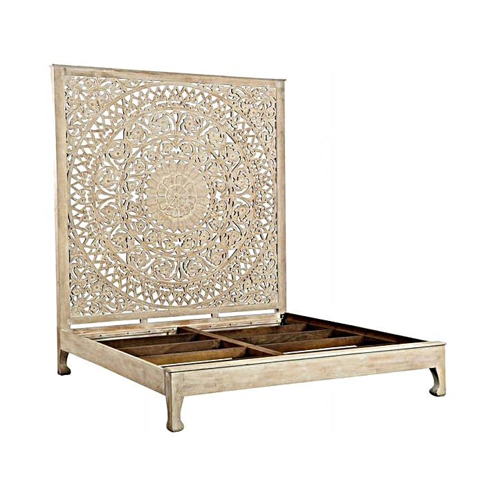 Alamid Hand carved Indian Bed – handcrafted solid wood furniture