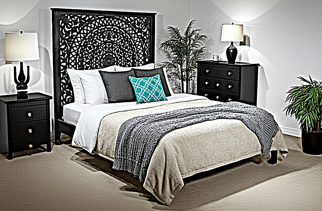 Alamid Hand carved Indian Bed by Hibashi Furniture – handcrafted solid wood furniture made in India