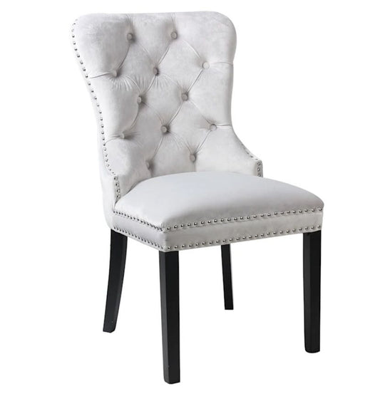 ALAPAN Velvet Grey Tufted Ring Back Chair – handcrafted solid wood furniture