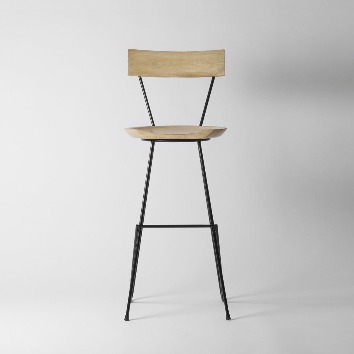 Albay Light Wood Bar Stool with Backrest, 72cm – handcrafted solid wood furniture