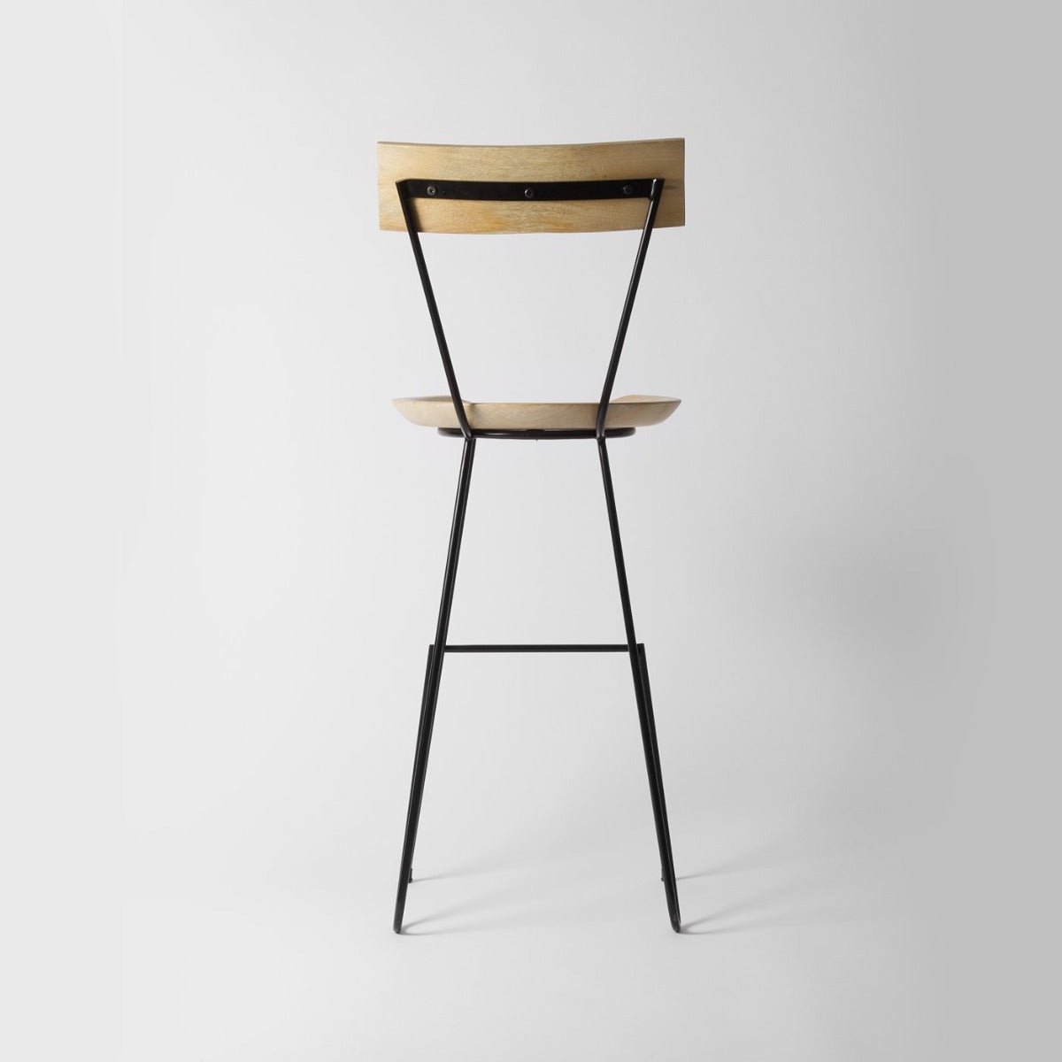 Albay Light Wood Bar Stool with Backrest, 72cm – handcrafted solid wood furniture