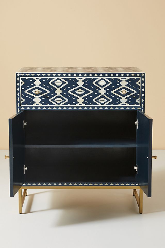 Aldar Handmade Bone Inlay Entryway Cabinet – handcrafted solid wood furniture