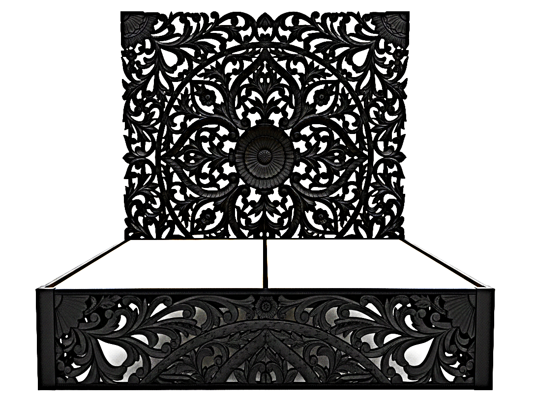 Amani Hand Carved Indian Solid wooden bed frame White – handcrafted solid wood furniture