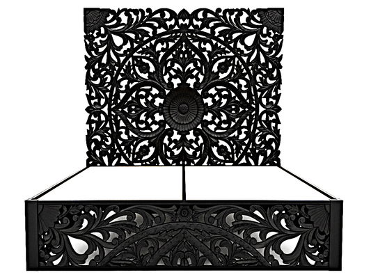 Amani Hand Carved Indian Solid wooden bed frame White – handcrafted solid wood furniture