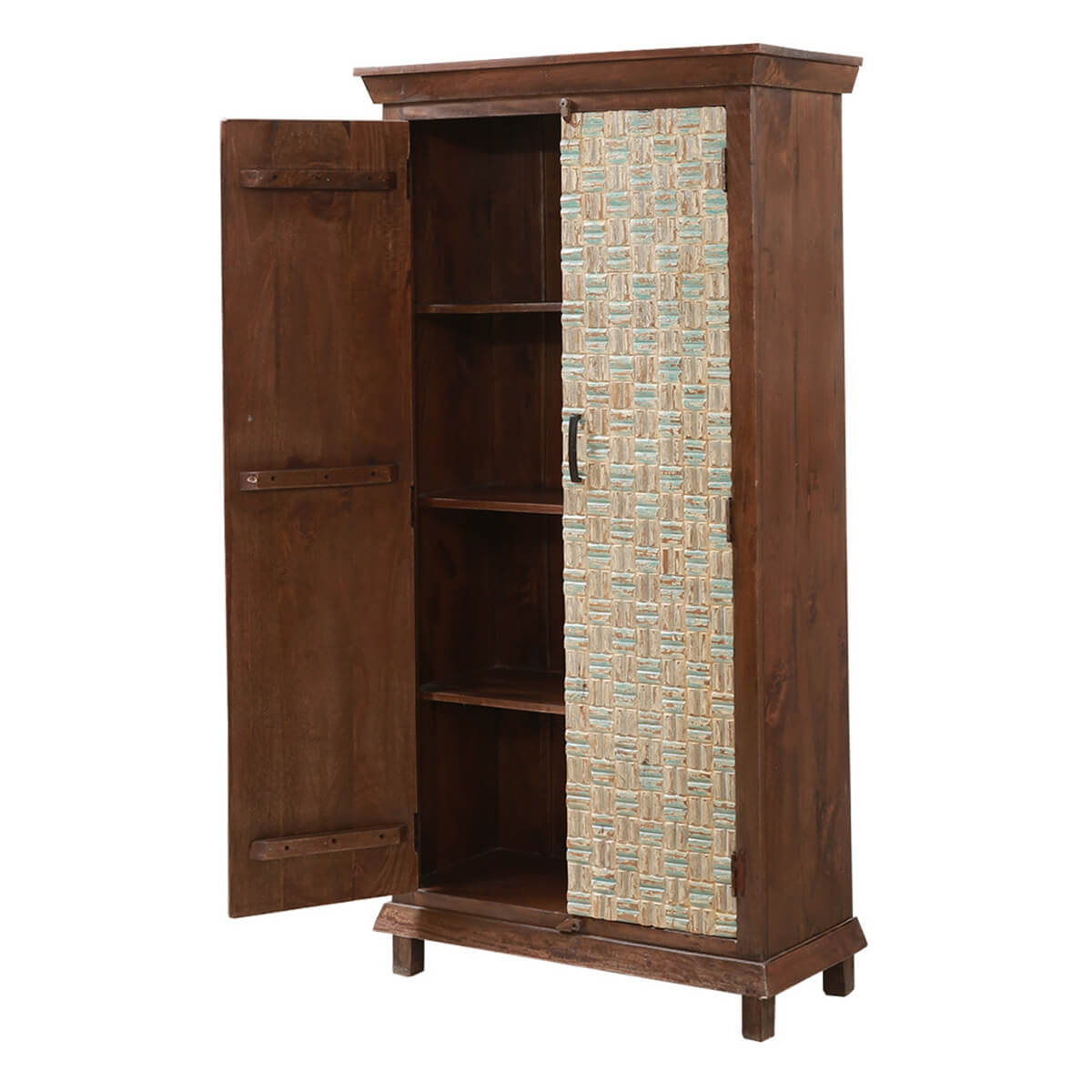 Amwaj Solid Wood Antique Armoire With Internal Shelves – handcrafted solid wood furniture