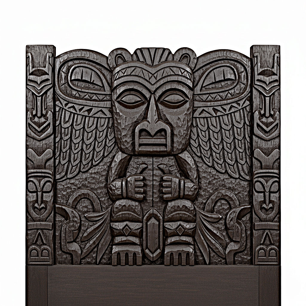 Ancestral Totem Hand-Carved Solid Wooden Gothic Platform Bed by Hibashi Furniture—handcrafted solid wood furniture