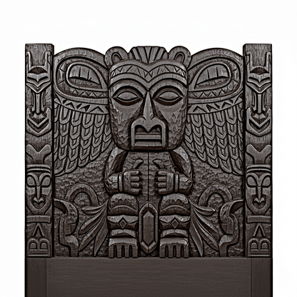 Ancestral Totem Hand-Carved Solid Wooden Gothic Platform Bed by R-Designs Furniture—handcrafted solid wood furniture