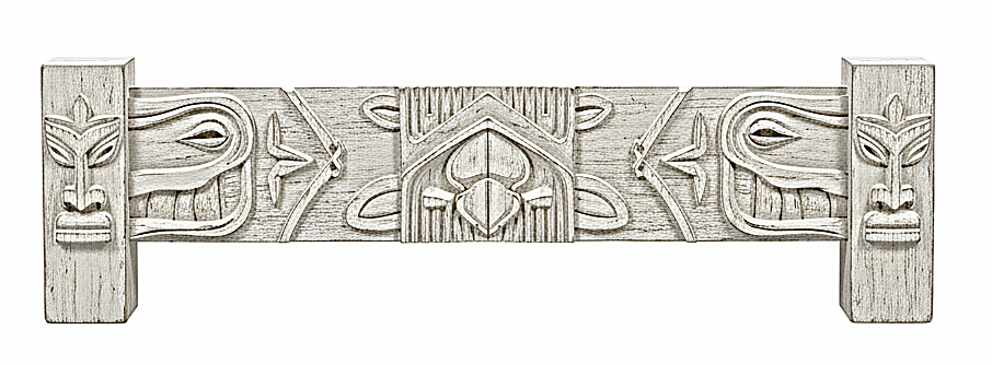 Ancestral Totem Hand-Carved Solid Wooden Gothic Platform Bed by R-Designs Furniture—handcrafted solid wood furniture