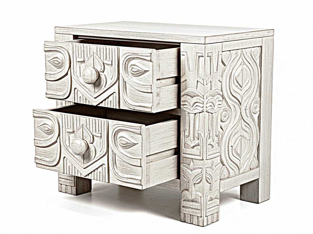 Ancestral Totem Hand-Carved Solid Wooden Gothic Platform Bed by Hibashi Furniture—handcrafted solid wood furniture