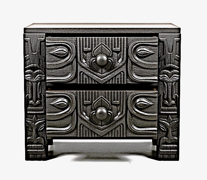 Ancestral Totem Hand-Carved Solid Wooden Gothic Platform Bed by Hibashi Furniture—handcrafted solid wood furniture