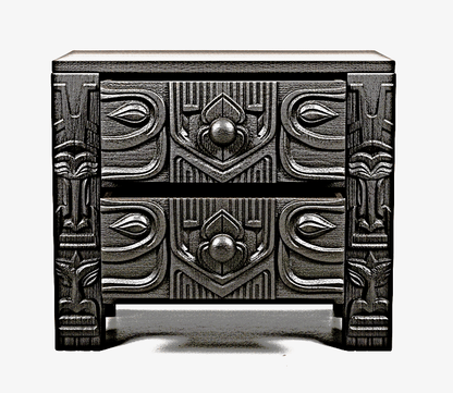 Ancestral Totem Hand-Carved Solid Wooden Gothic Platform Bed by R-Designs Furniture—handcrafted solid wood furniture