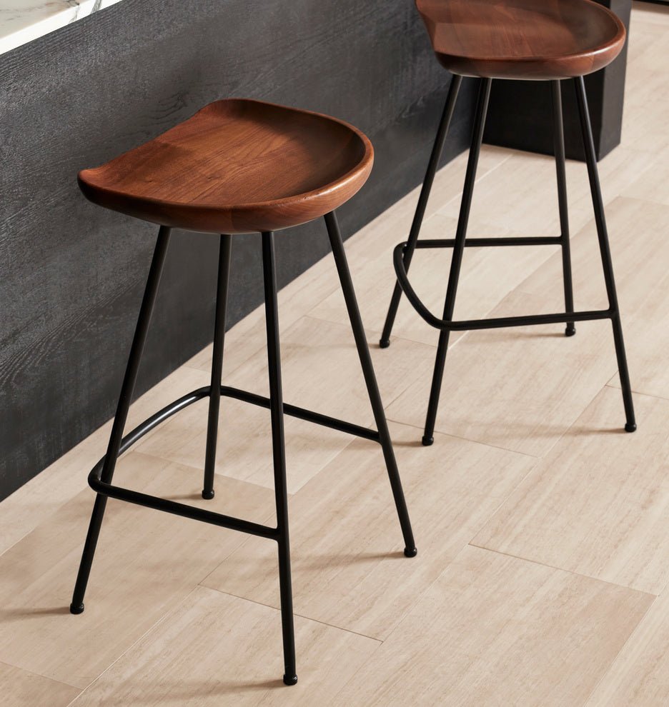 Angeles Counter Stool with Metal Legs – handcrafted solid wood furniture
