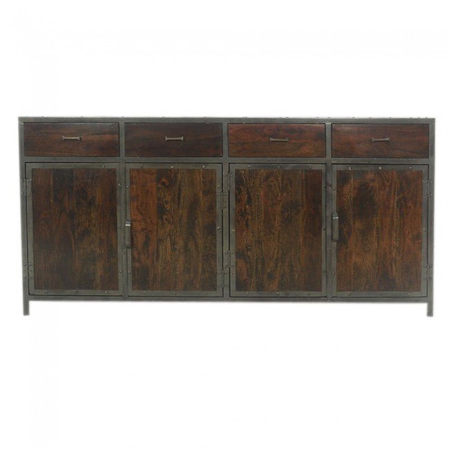 ANGLE METAL AND TIMBER SIDEBOARD XL - Chocolate - 180 - 40 - 90 – handcrafted solid wood furniture