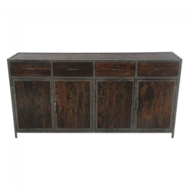 ANGLE METAL AND TIMBER SIDEBOARD XL - Chocolate - 180 - 40 - 90 – handcrafted solid wood furniture