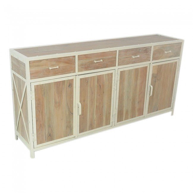 ANGLE METAL AND TIMBER SIDEBOARD XL - White wash - 180 - 40 - 90 – handcrafted solid wood furniture
