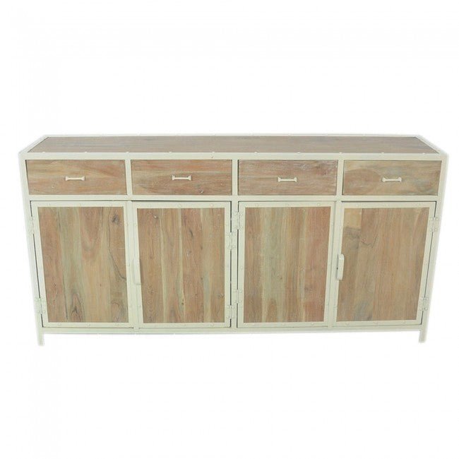 ANGLE METAL AND TIMBER SIDEBOARD XL - White wash - 180 - 40 - 90 – handcrafted solid wood furniture
