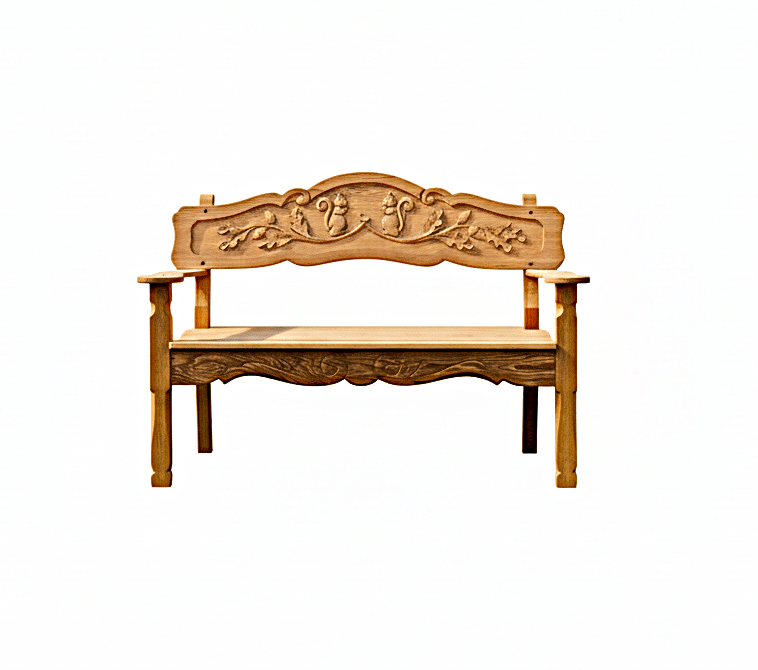 ANILA Hand - Carved Garden Bench – handcrafted solid wood furniture