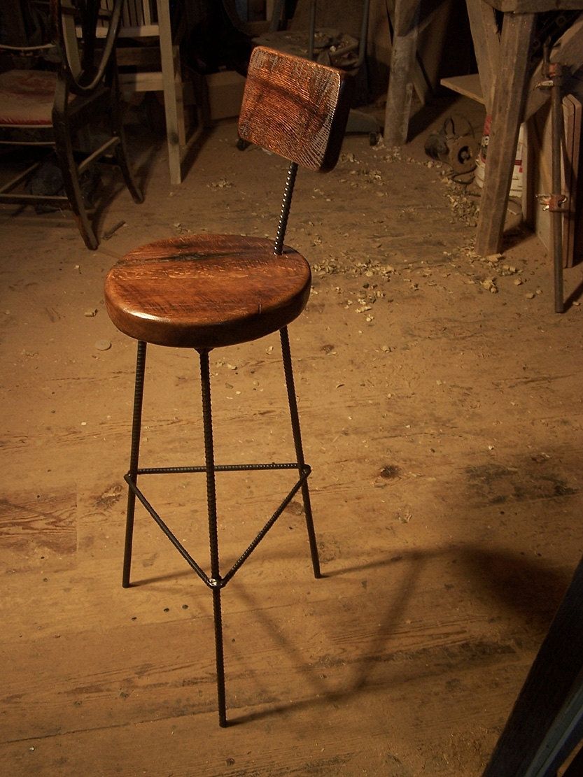 Antipolo Bar Stools With Industrial Legs And Back Rest – handcrafted solid wood furniture