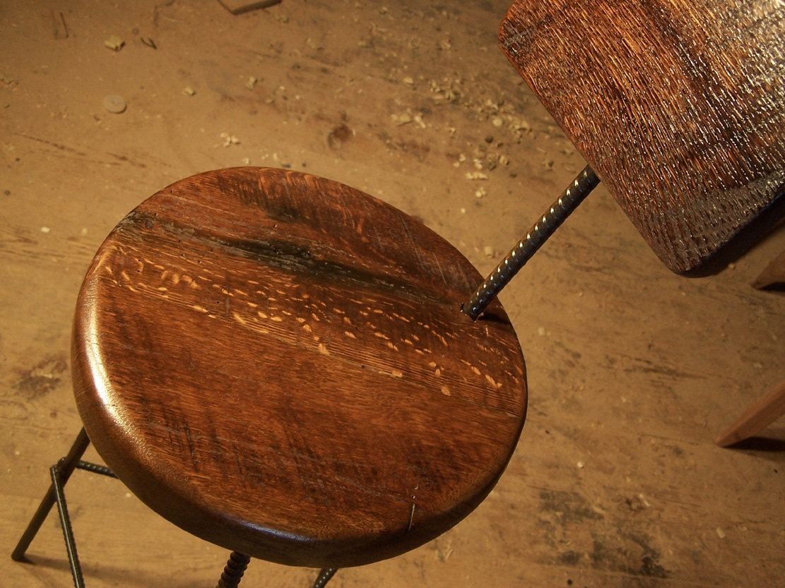 Antipolo Bar Stools With Industrial Legs And Back Rest – handcrafted solid wood furniture