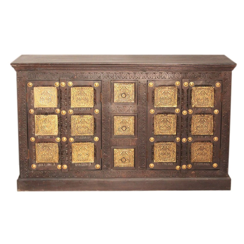 Antique Brass Embossed Sideboard Large – handcrafted solid wood furniture